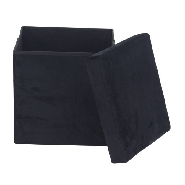 Storage Stool Foldable Black Polyester Black Olivia amp May