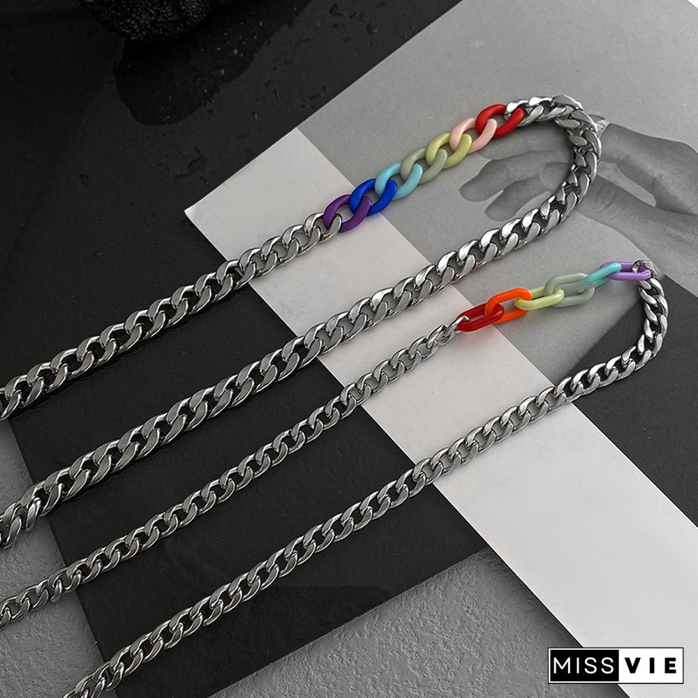 Rainbow Chain Titanium Steel Necklace