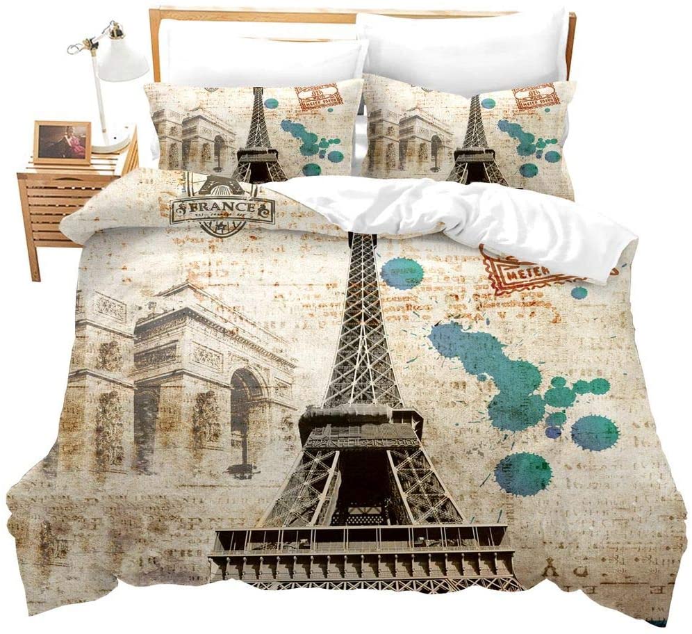 Duvet Cover Set Soft London Themed Comforter Cover Set 3 Pieces