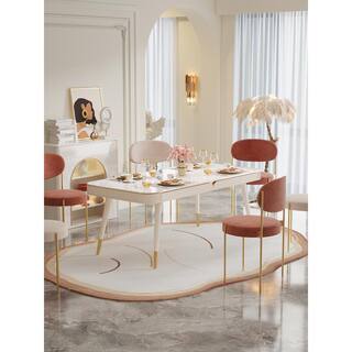 JASIWAY 63 in. Rectangle Beige Sintered Stone Top Dining Table with Solid Wood Legs (Seats 6) J-B2113T-BE