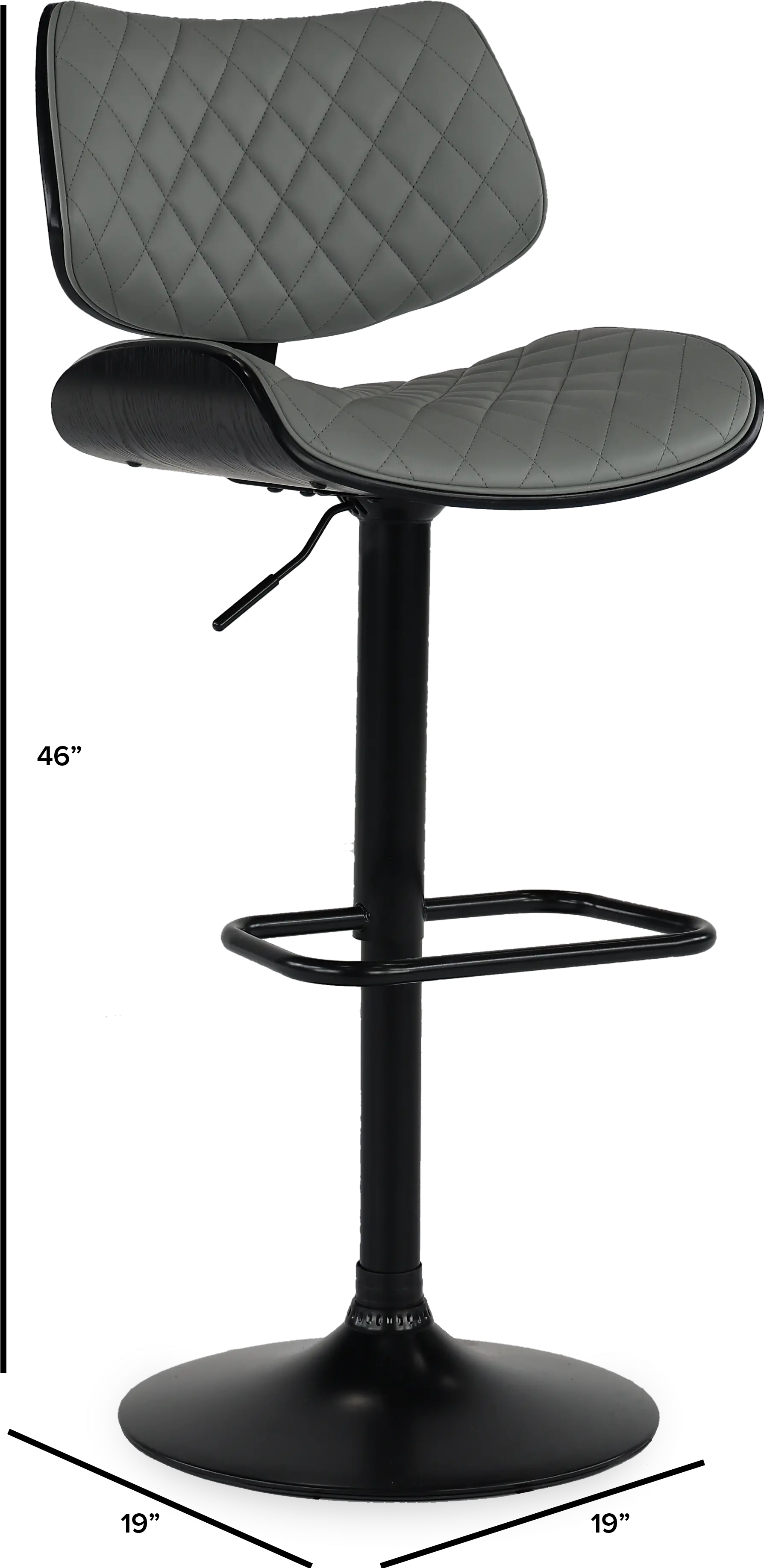 Leland Gray and Black Adjustable Swivel Bar Stool