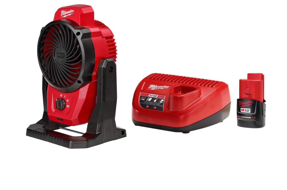 Milwaukee M12 Mounting Fan with 2.0Ah Battery and Charger Starter Kit Bundle 0820-20-48-59-2420 from Milwaukee