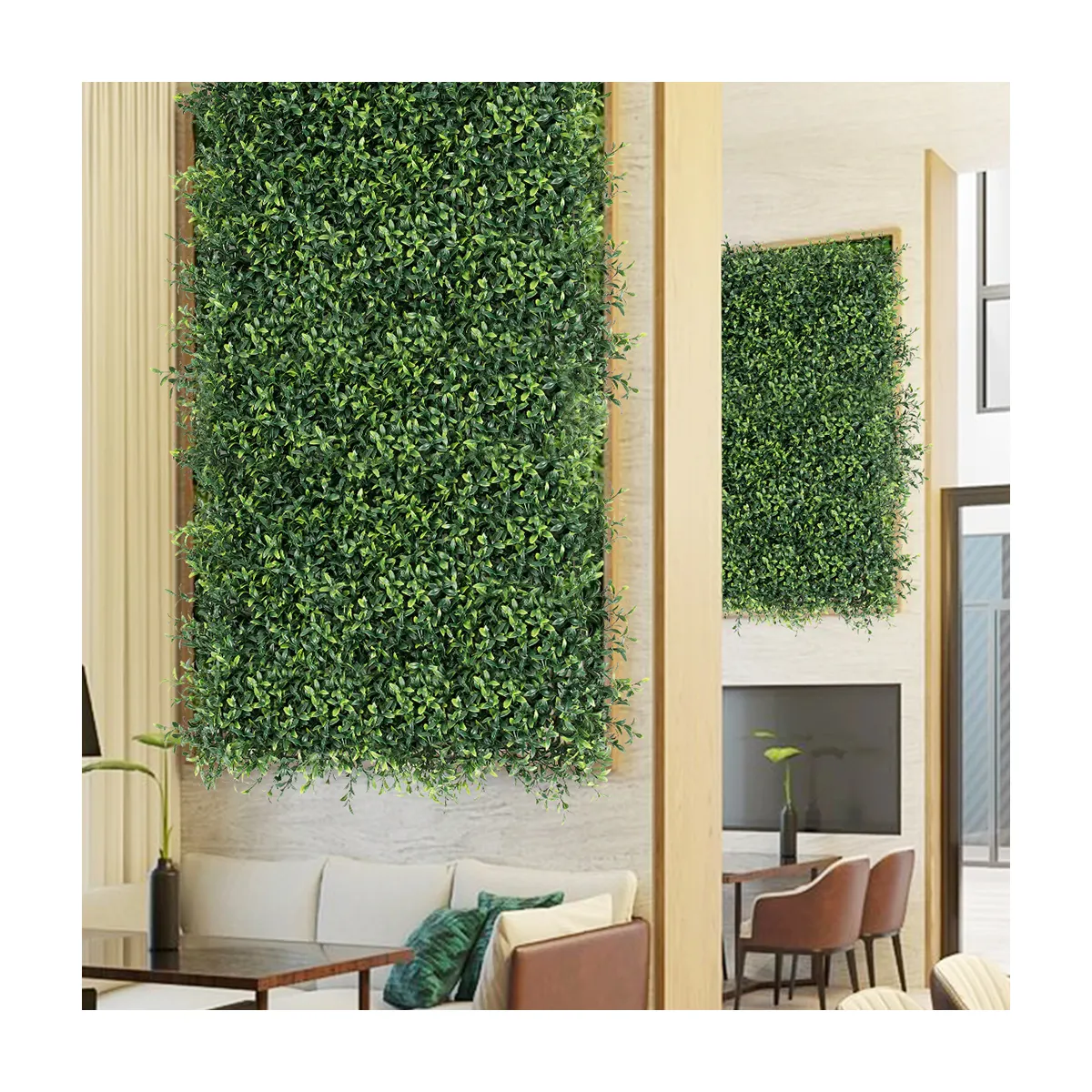 P2 Garden Supplies Artifical Green Grass Hedge Leaf Plant System Panel Greenery Backdrop Wall for Vertical Privacy Garden Decor