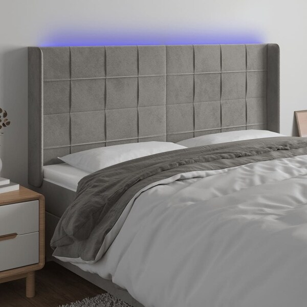 vidaXL LED Headboard Light/Dark Gray Velvet - - 37455492