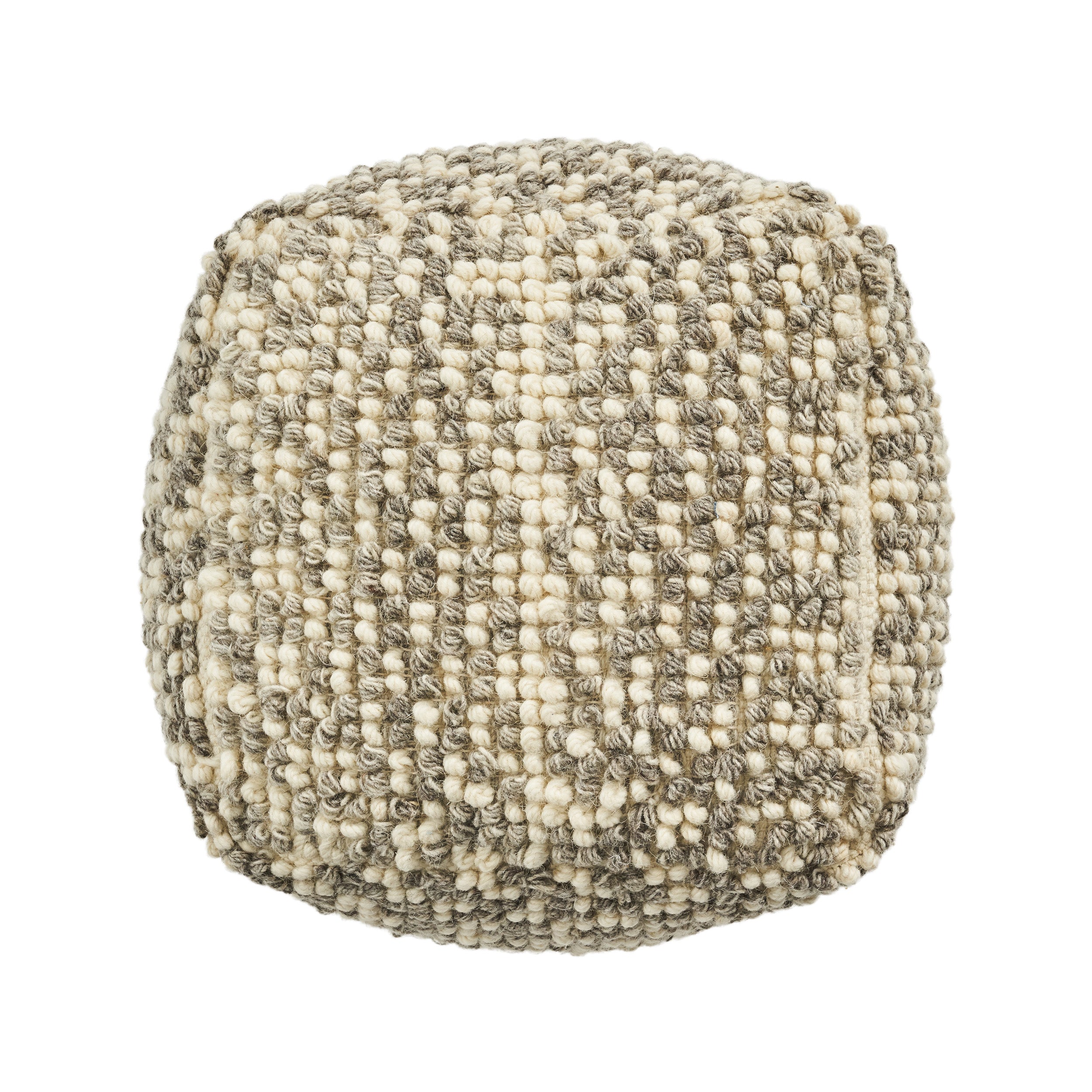 Zoriah Boho Wool and Cotton Ottoman Pouf