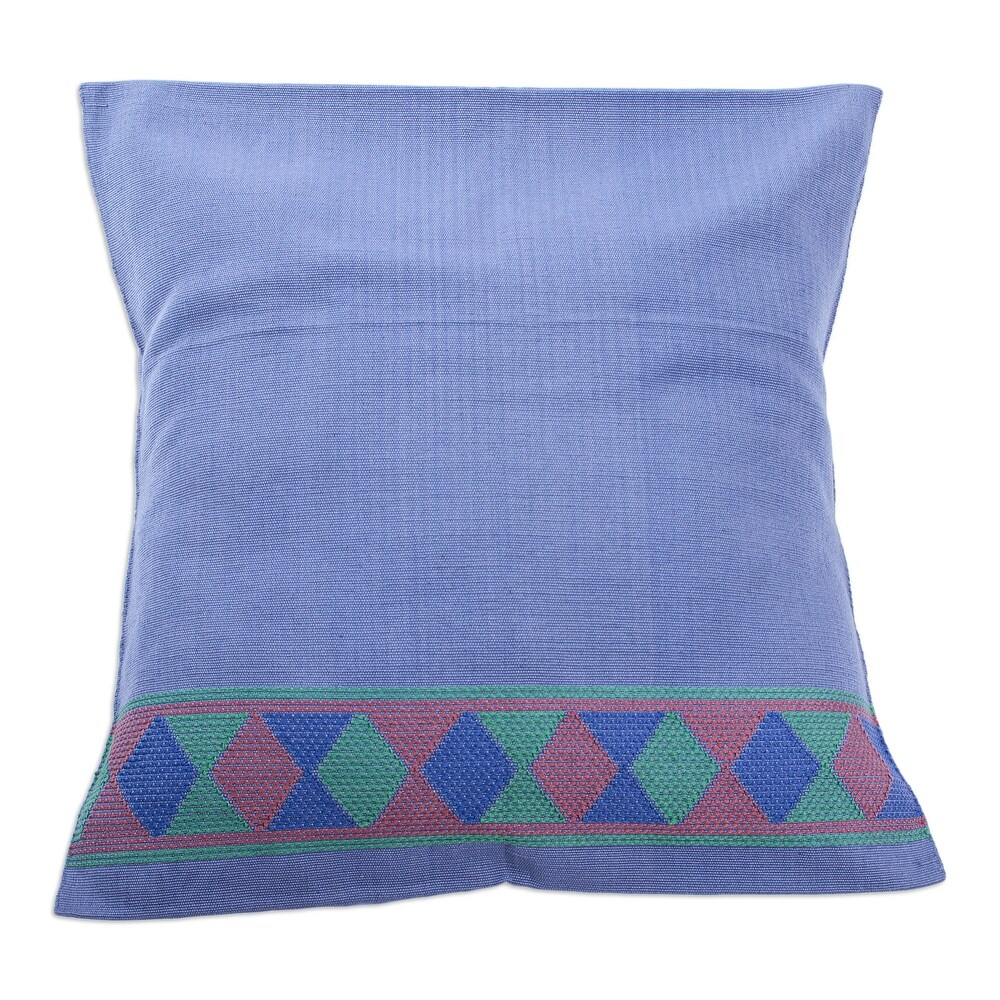 Novica Handmade Blue Maya Diamonds Cotton Cushion Covers (Pair)