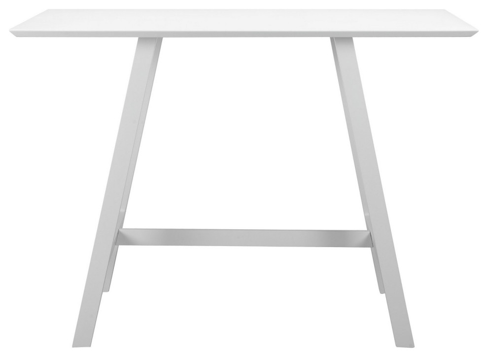 Benzara BM287784 Bar Table  Classic White Aluminum Frame  Rectanglular Top   Contemporary   Outdoor Pub And Bistro Tables   by Uber Bazaar  Houzz