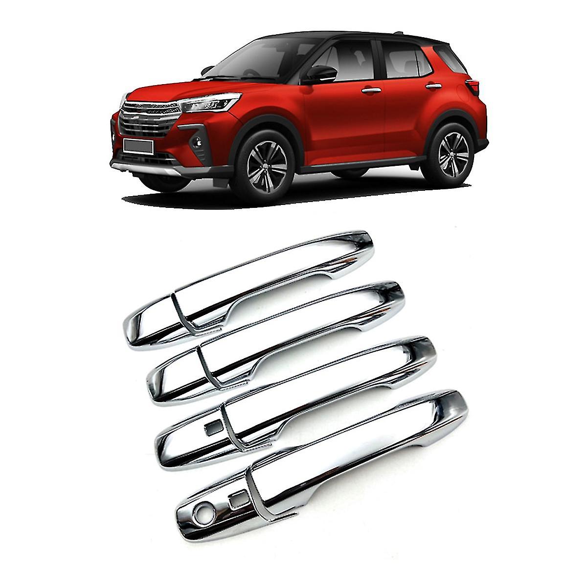 8pcs Chrome Car Exterior Side Door Handle Frame Cover Trim For Perodua Ativa Raize Rocky