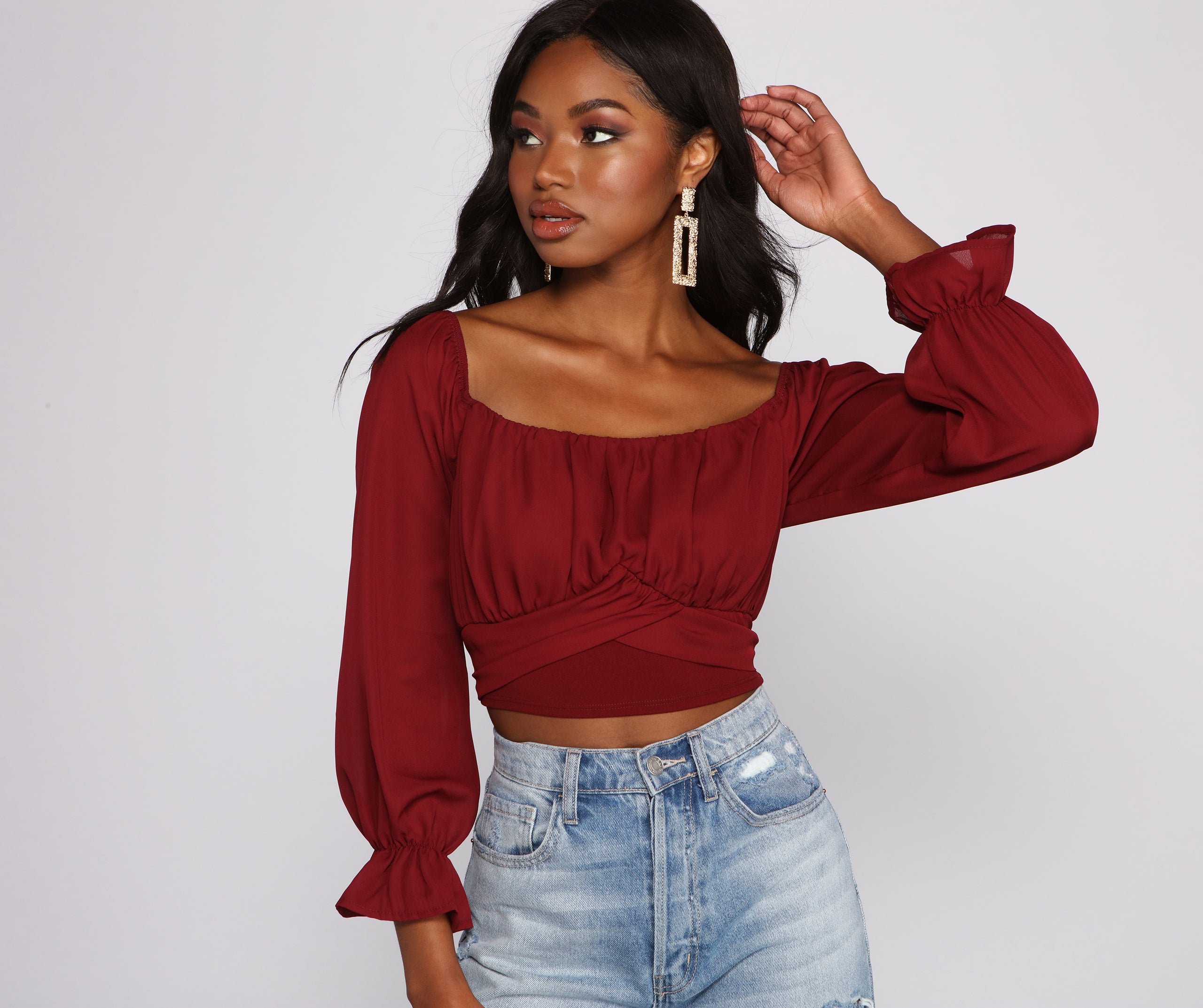 Tie Waist Off The Shoulder Crop Top