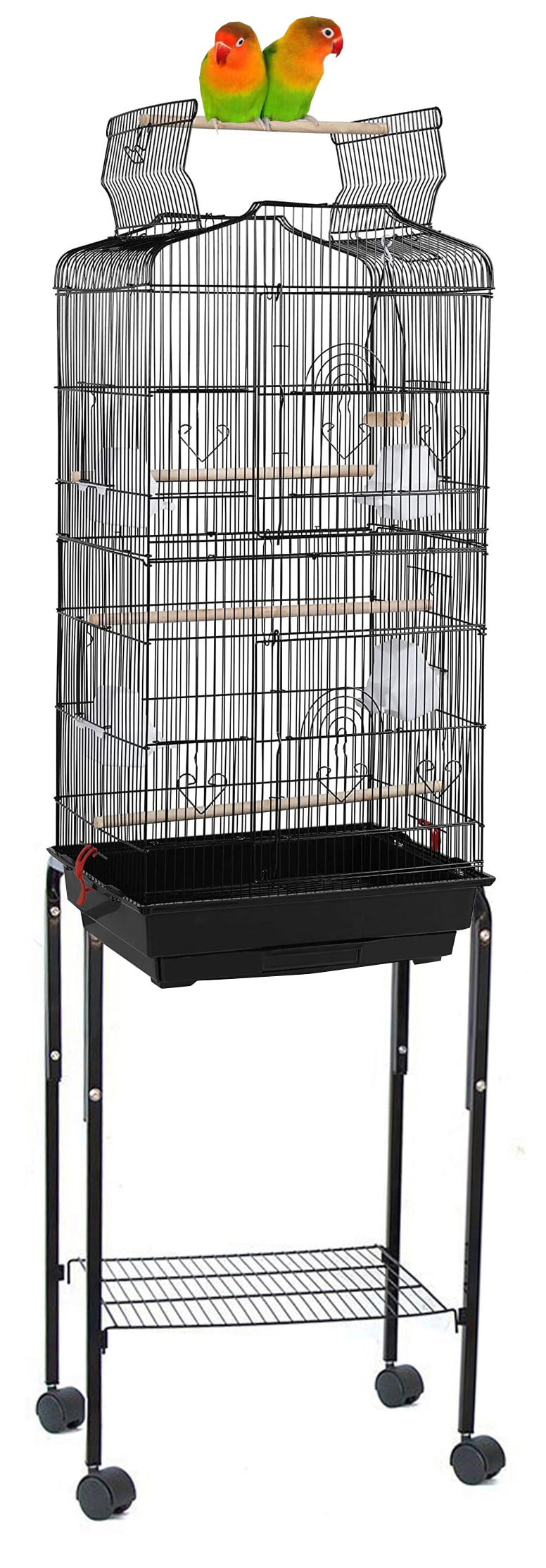 64-inch Large Open Top Rolling Stand Breeding Bird Cage for Finches Canaries Cockatiels Budgie Parrotlet Conures Parakeet Lovebirds