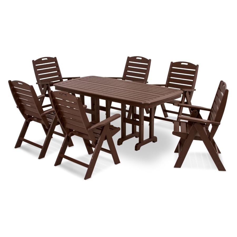 POLYWOOD Nautical 7-Piece Dining Set in Mahogany