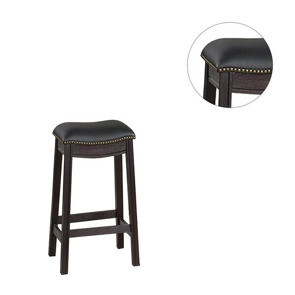 Black PU Upholstery Bar Stool， Set of 2