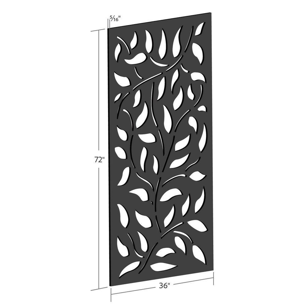 DESIGN VU Vines 6 ft. x 3 ft. Charcoal Recycled Polymer Decorative Screen Panel Wall Decor and Privacy Panel DVU3601C