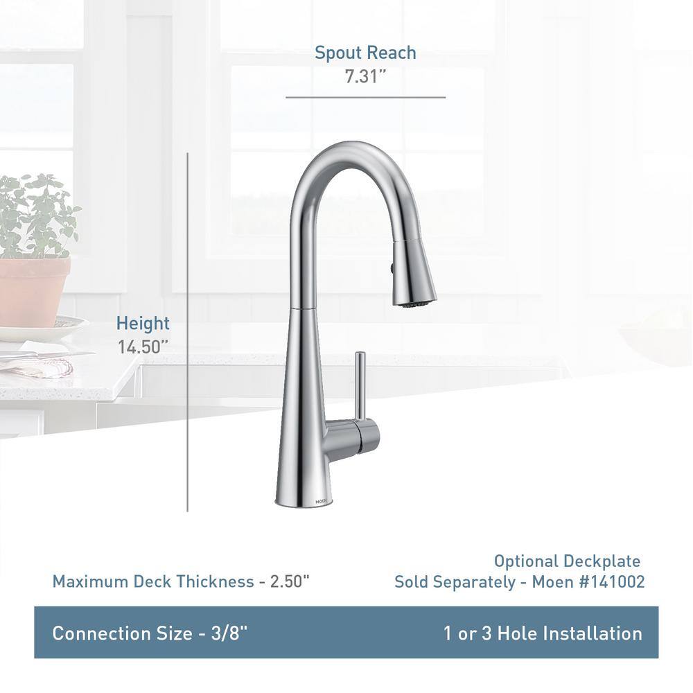 MOEN Sleek Single-Handle Pull-Down Sprayer Bar Faucet Featuring Reflex and Power Clean in Matte Black 7664BL