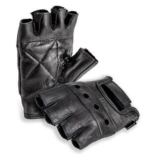 HANDS ON Top Grain Leather Half Finger Gloves Padded Palm Hook and Loop Closure FL2250-XL