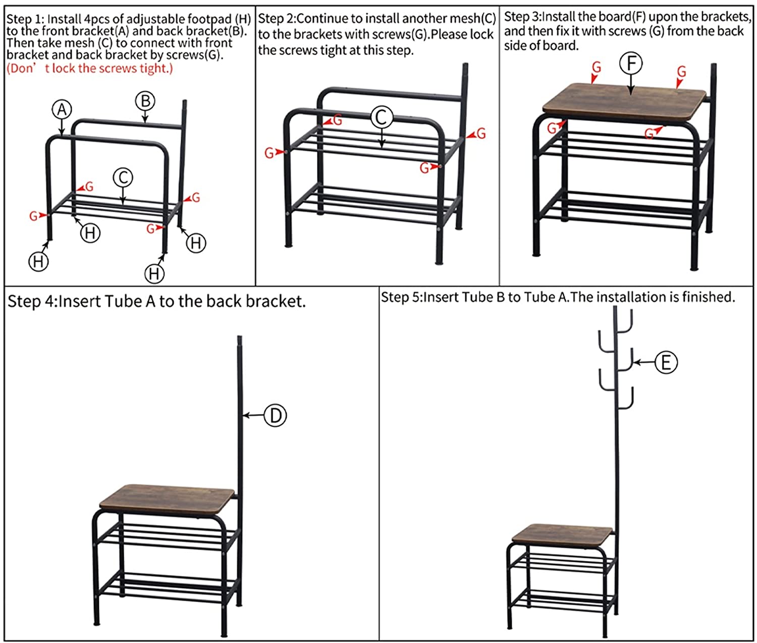 Miumaeov 3 In 1 Coat and Hat Rack Mini Desk 2-Layer Shoes Storage Shelf Home Organization