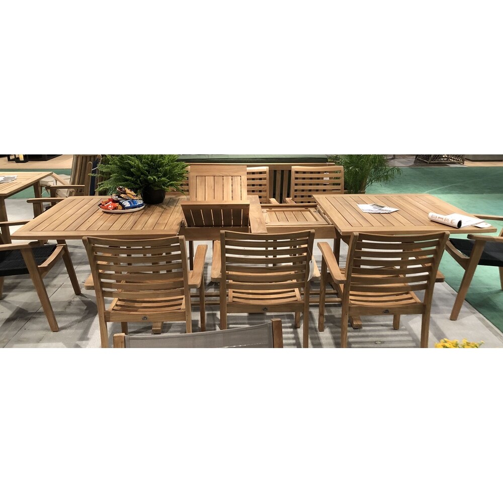 Olivier Rectangular Teak Outdoor Dining Table with Double Extensions   39.5 x 29.5 x 118