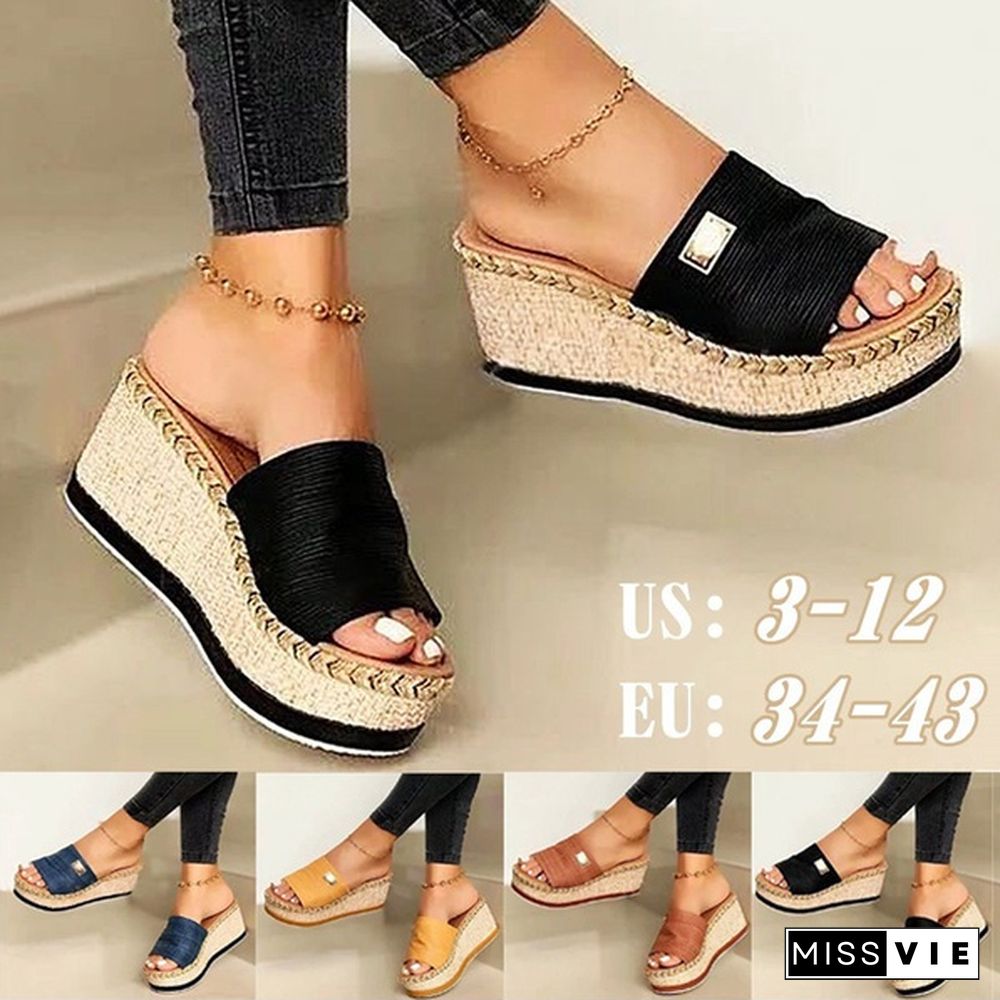 Summer Women Wedge Slippers Platform Flip Flops Soft Comfortable New Casual Shoes Outdoor Beach Sandals Ladies Slides