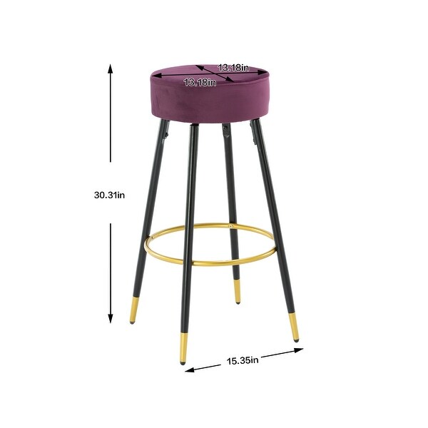 Modern Set of 2 Counter Height Bar Stools with Golden Footrest