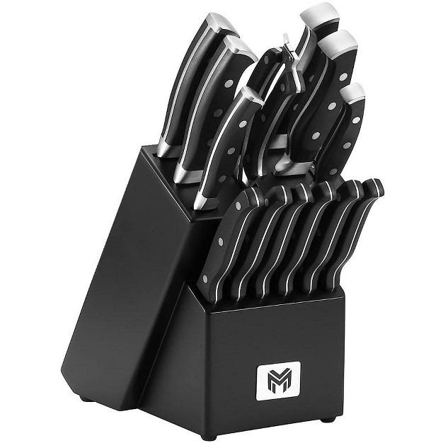  Series 15 piece Knife Set In Black Wooden Block With Integrated Sharpener