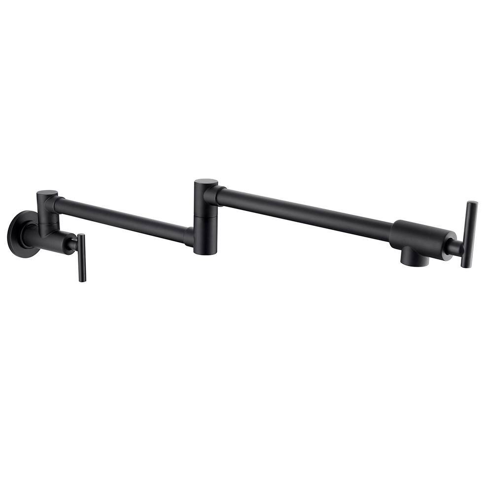 Zalerock Modern Wall Mount Pot Filler in Matte Black H01LTZD033