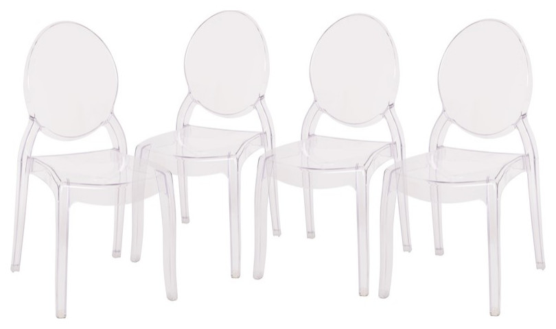 Flash Furniture Set of 4 Crystal Wide Ghost Chairs With Clear ZH GHOST OVR 4 GG   Eclectic   Dining Chairs   by ShopFreely  Houzz