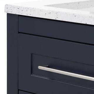 Home Decorators Collection Clady 24.5 in. W x 18.75 in. D Bath Vanity in Deep Blue with Cultured Marble Vanity Top in Silver Ash with White Sink HD2024P2-DB