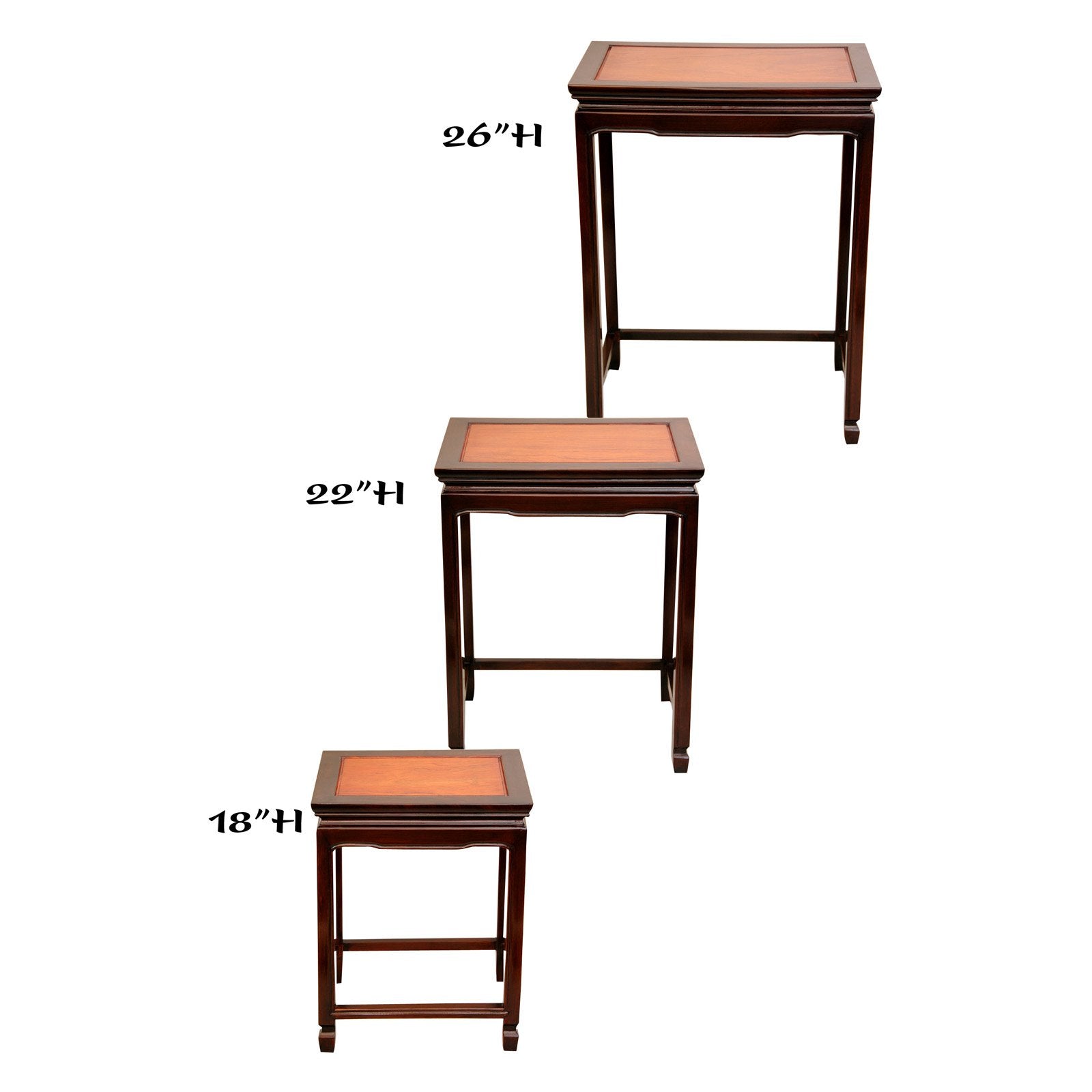 Oriental Furniture Rosewood Nesting Tables in Antique Black