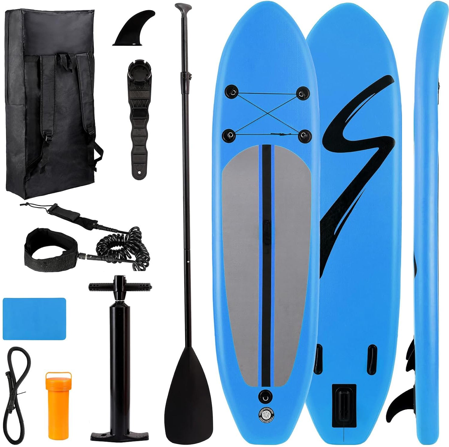 10FT Inflatable Paddleboard with Double Action Pump,  Adjustable Paddle, SUP Accessories and Carry Bag