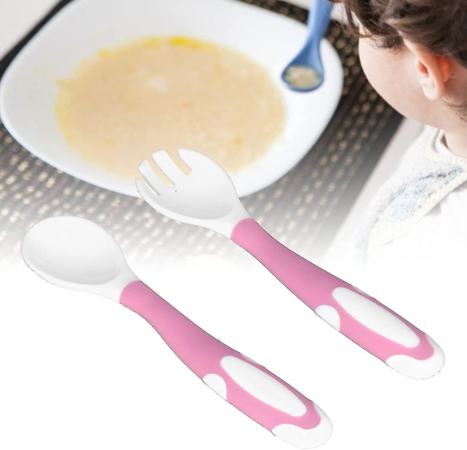 2023-baby Utensils Set， Toddler Fork Baby Training For Children(pink)