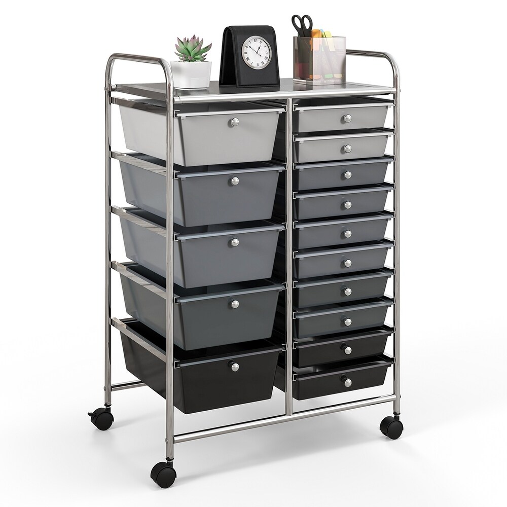 Costway 15 Drawer Rolling Storage Cart Tools Scrapbook Paper Office   See Details