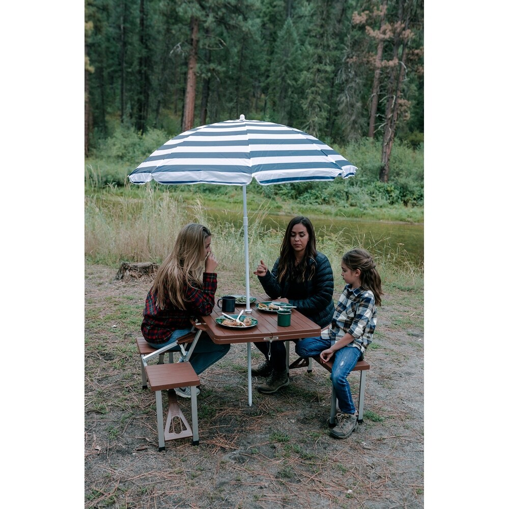 Stansport Picnic Table and Umbrella Combo   Brown