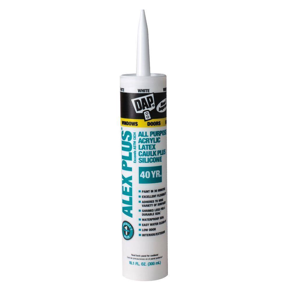 DAP Alex Plus 10.1 oz. White Acrylic Latex Caulk Plus Silicone 18103