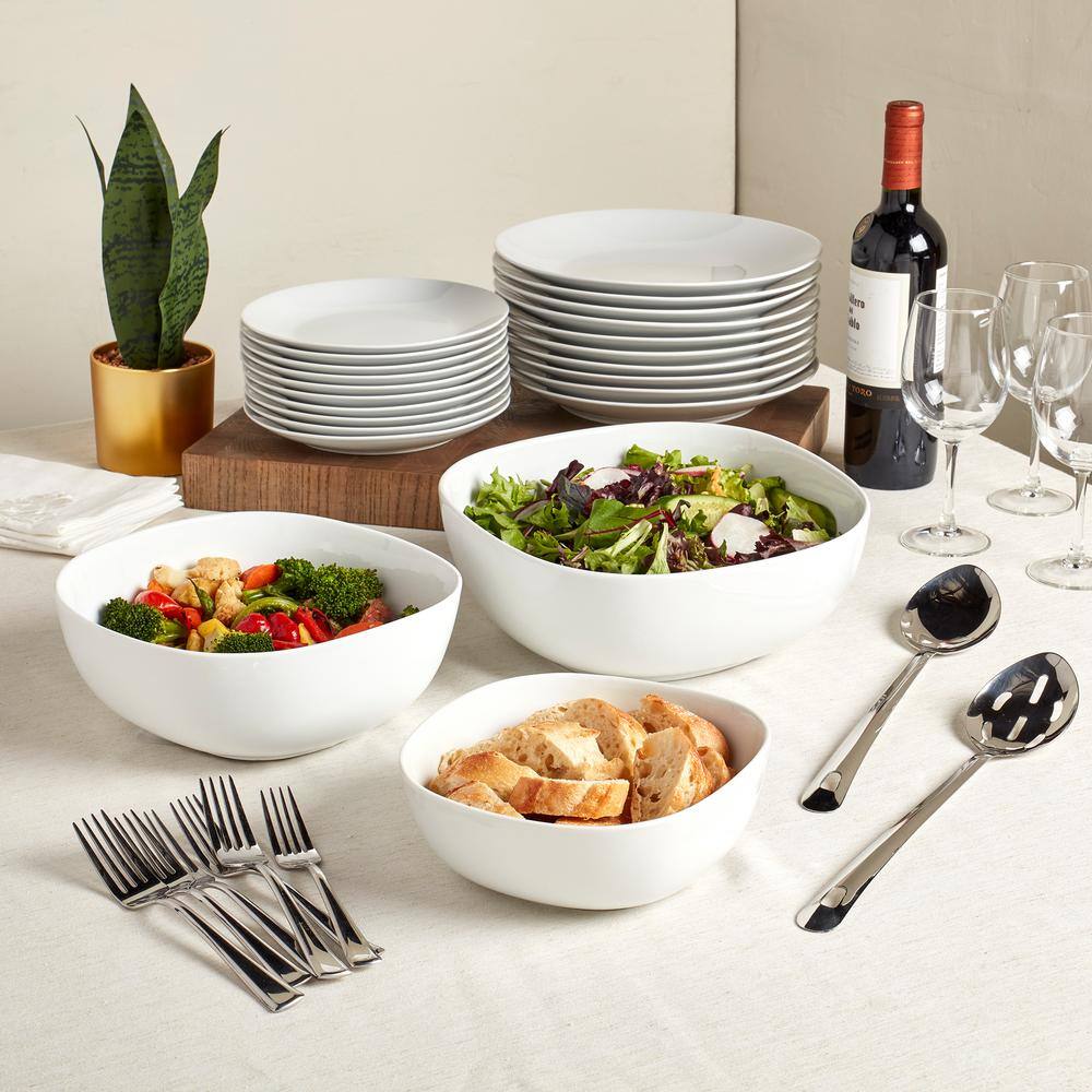 Multi-sized Square Nesting White Porcelain Serving Bowls - Set of 3 TTU-Q1237-EC