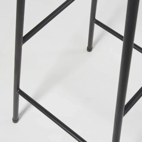 Anahaw Fir and Black Metal Industrial Bar Stool