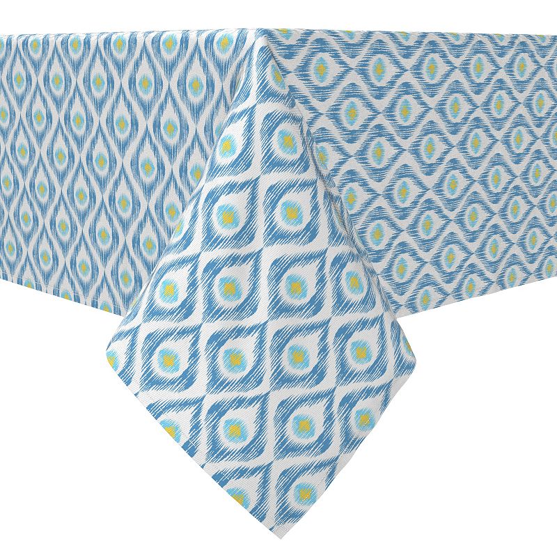 Square Tablecloth， 100% Cotton， 60x60， Ikat Blue Background