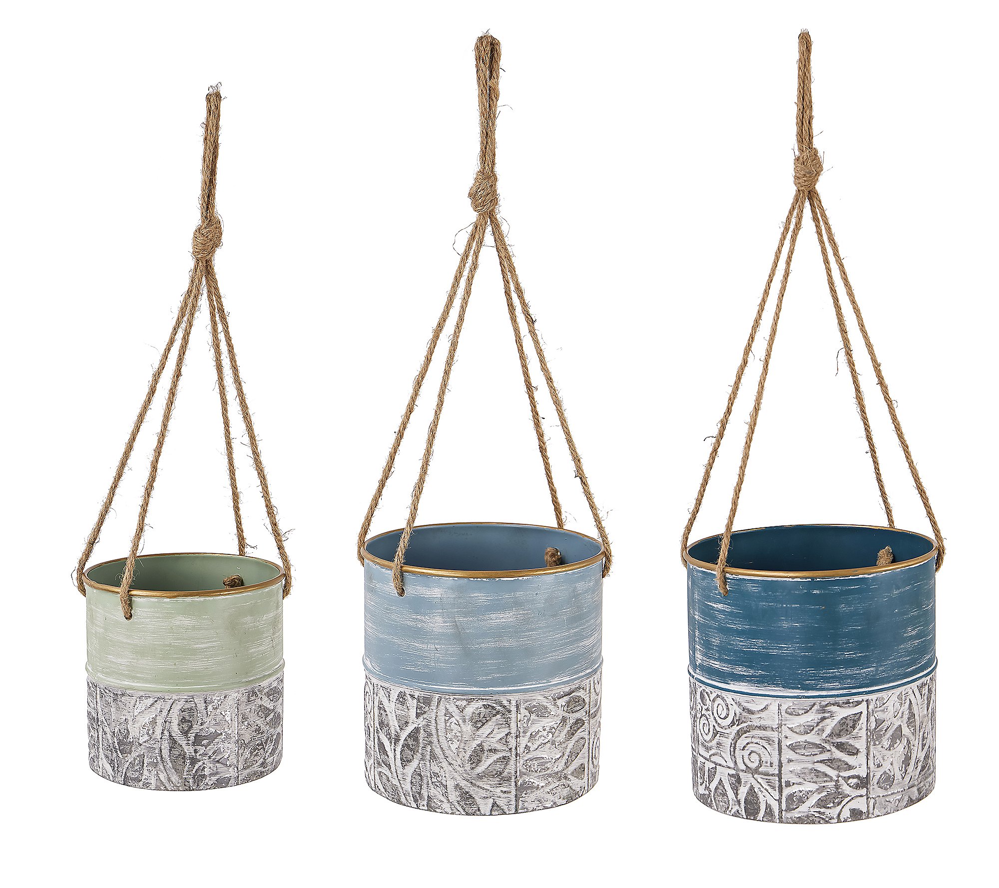 Painted Metal Hanging Planters， Set of 3 by Evergreen