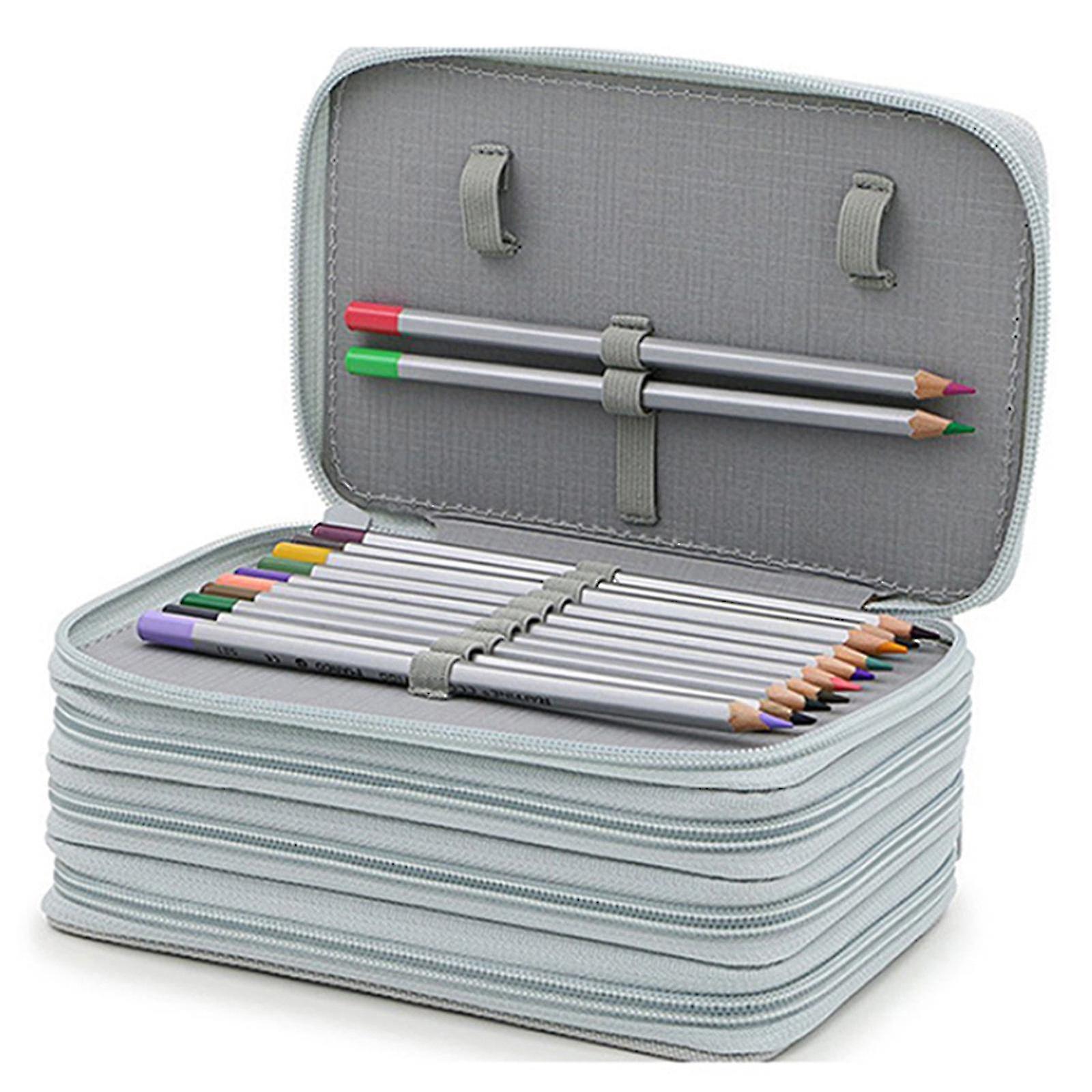 4 Layer Pen Storage Box Bag Large Capacity Zip Up Pencil Case School Office Organizer