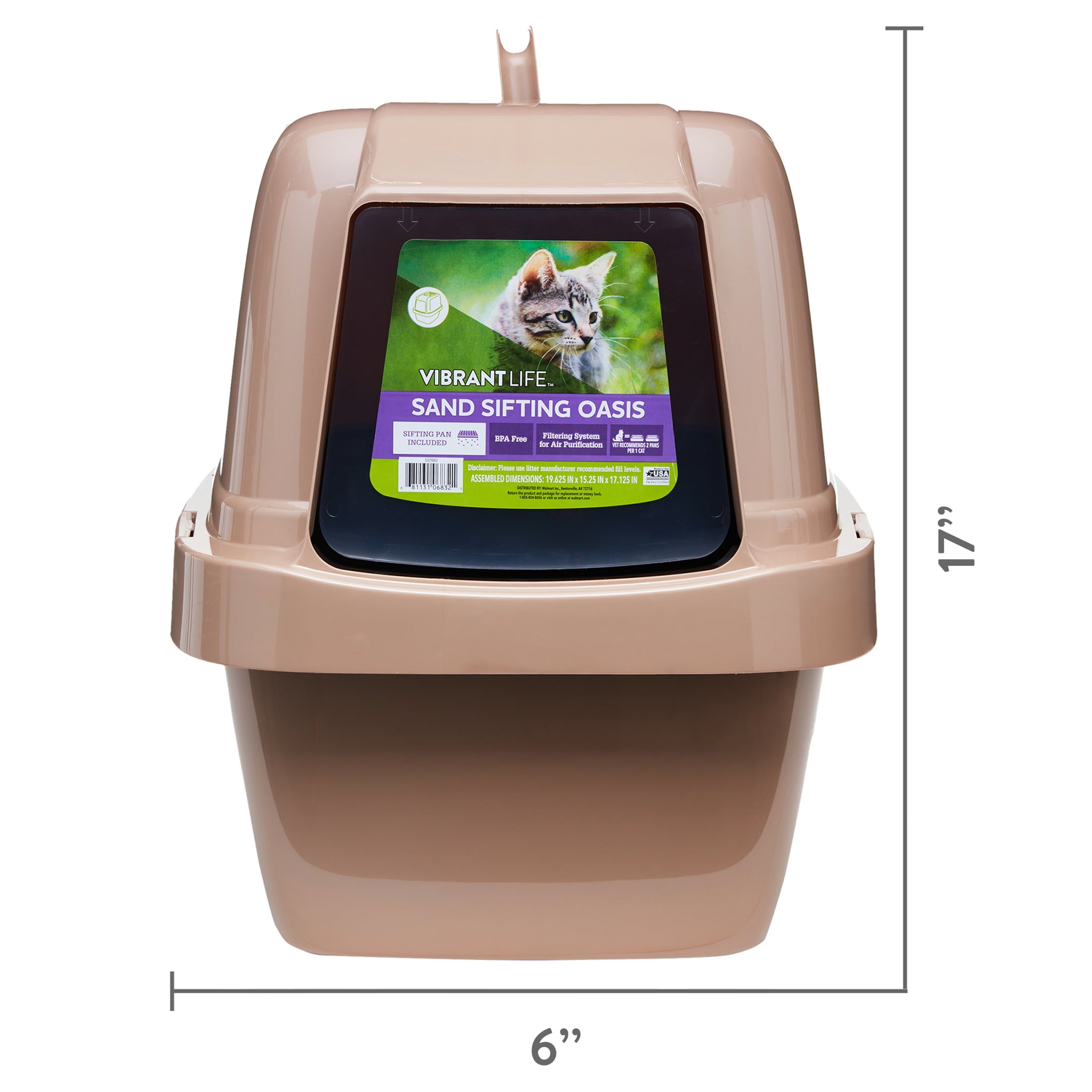 Vibrant Life Sand Sifting Oasis Cat Litter Box， Beige