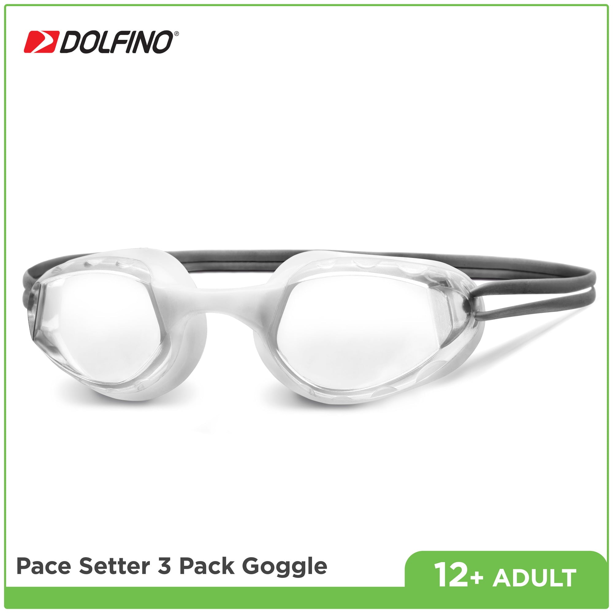 Dolfino Recreational Swim Pacesetter Adult Swim Goggle (3 Pack)