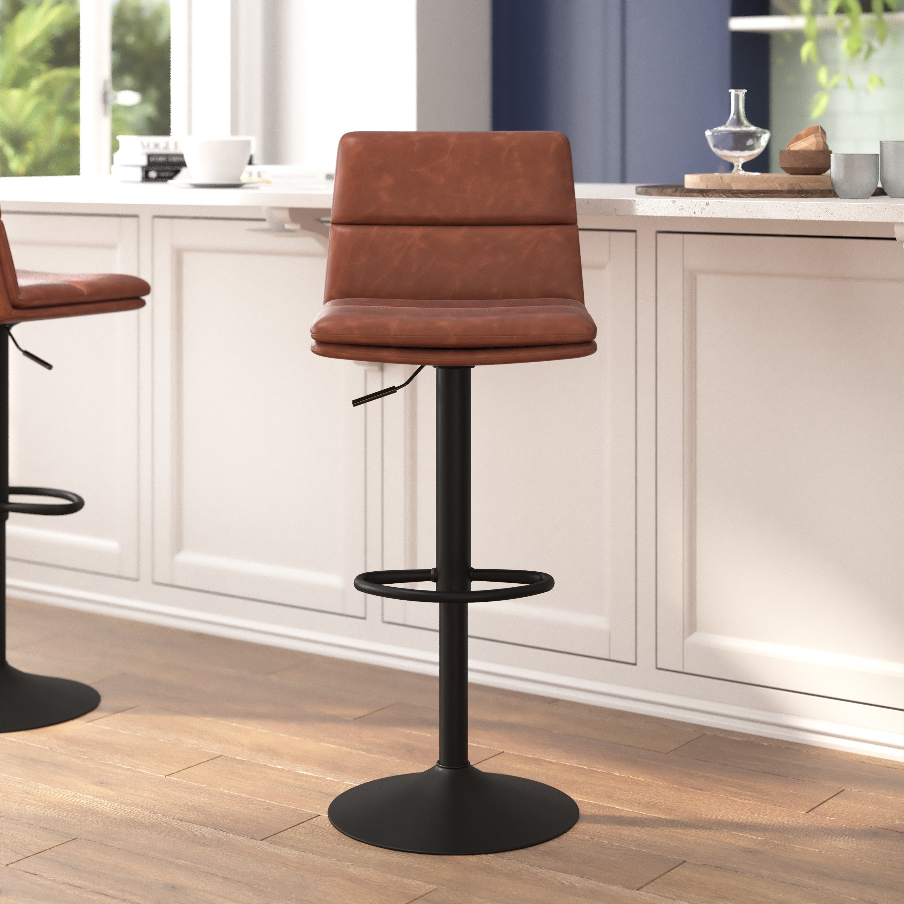 Set of 2 Commercial Armless Adjustable Height Barstools