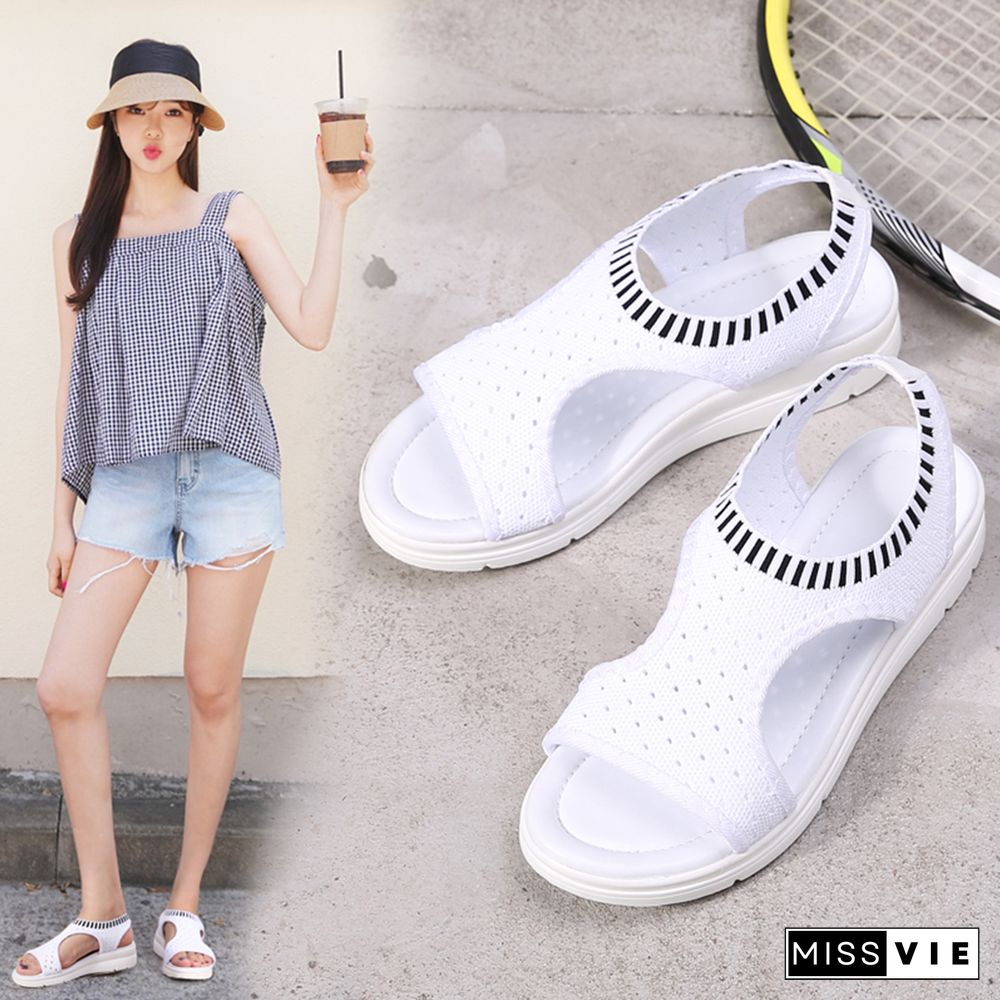 Women Sandals Breathable Comfort Shopping Ladies Walking Shoes Wedge Heels Summer Platform Sandal Shoes Mujer Plus Size 45