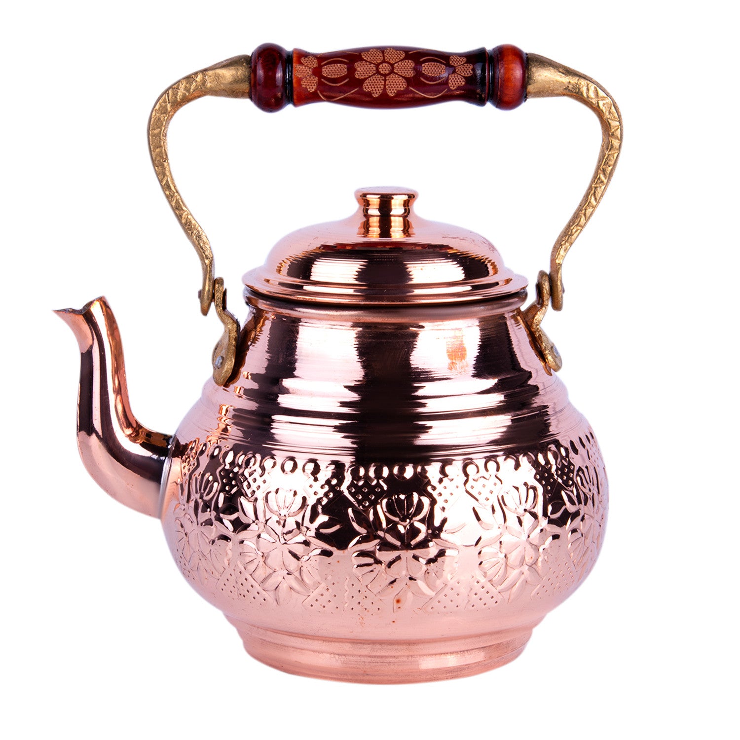 Kitchen Teapot for Loose Tea Nostalgia Copper Tea Pot with Hand Chaining Copper Tea Kettle Tea Brewer Coffee Pot Teaware (62.55 fl oz)