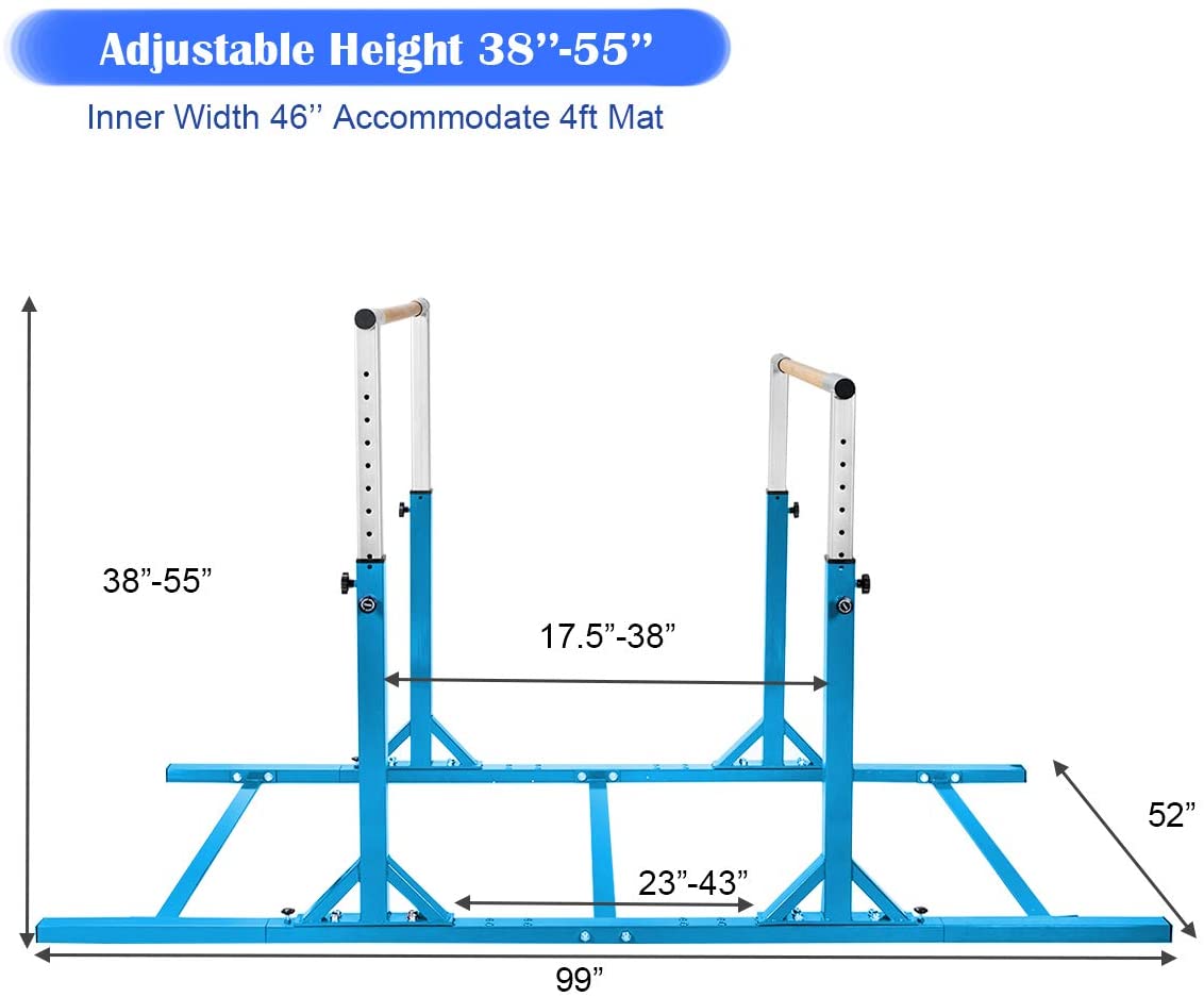 Costzon Double Horizontal Bars, Junior Gymnastic Training Parallel Bars w/11-Level 38-55