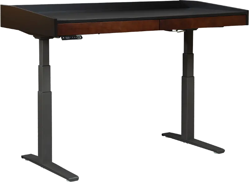 Heckman Dark Coffee and Black Adjustable Desk