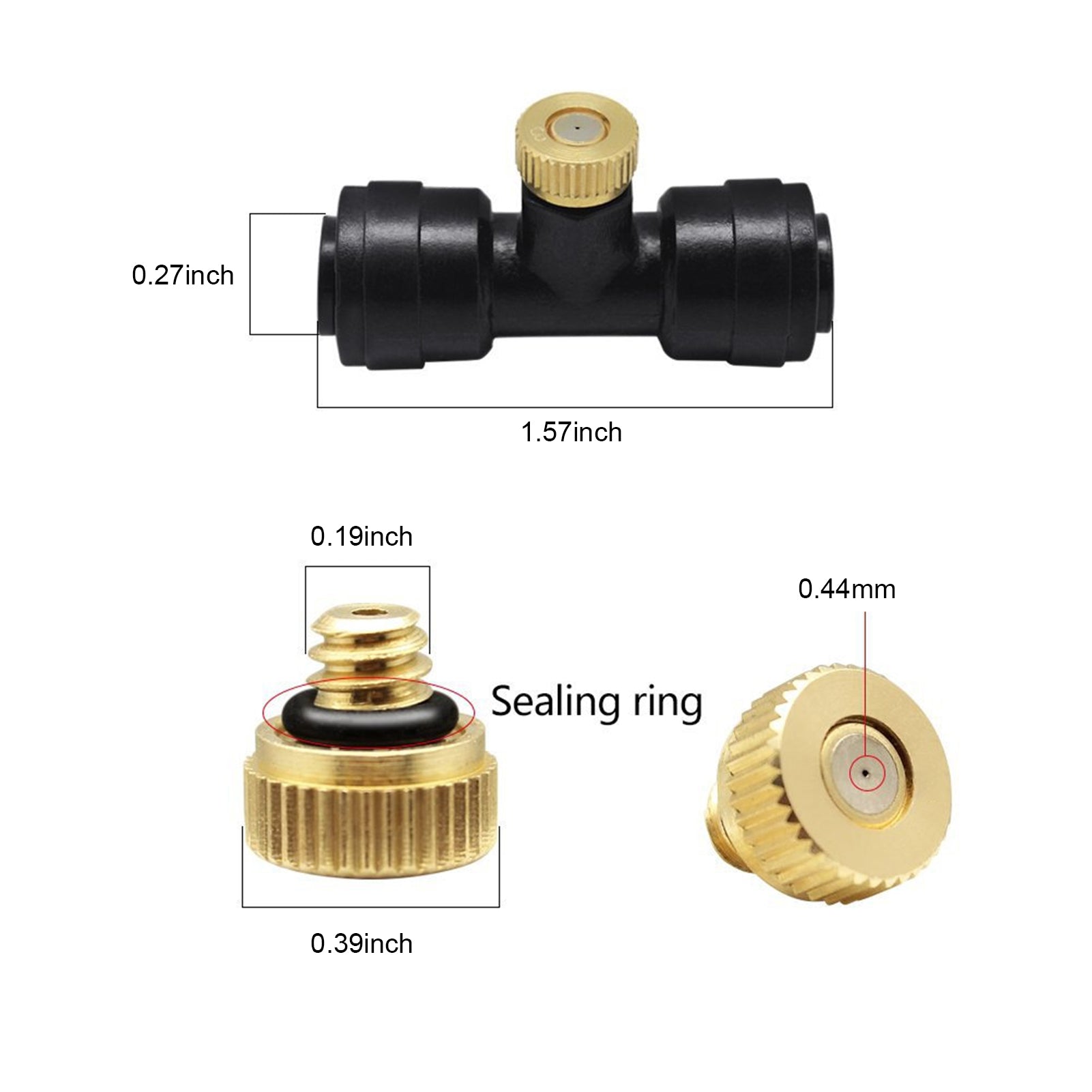 10PCS Misting Nozzles with Tees and Plug 14 Inch Misting Nozzles Kit Brass Mister Nozzles for Outdoor Garden Cooling Spray System