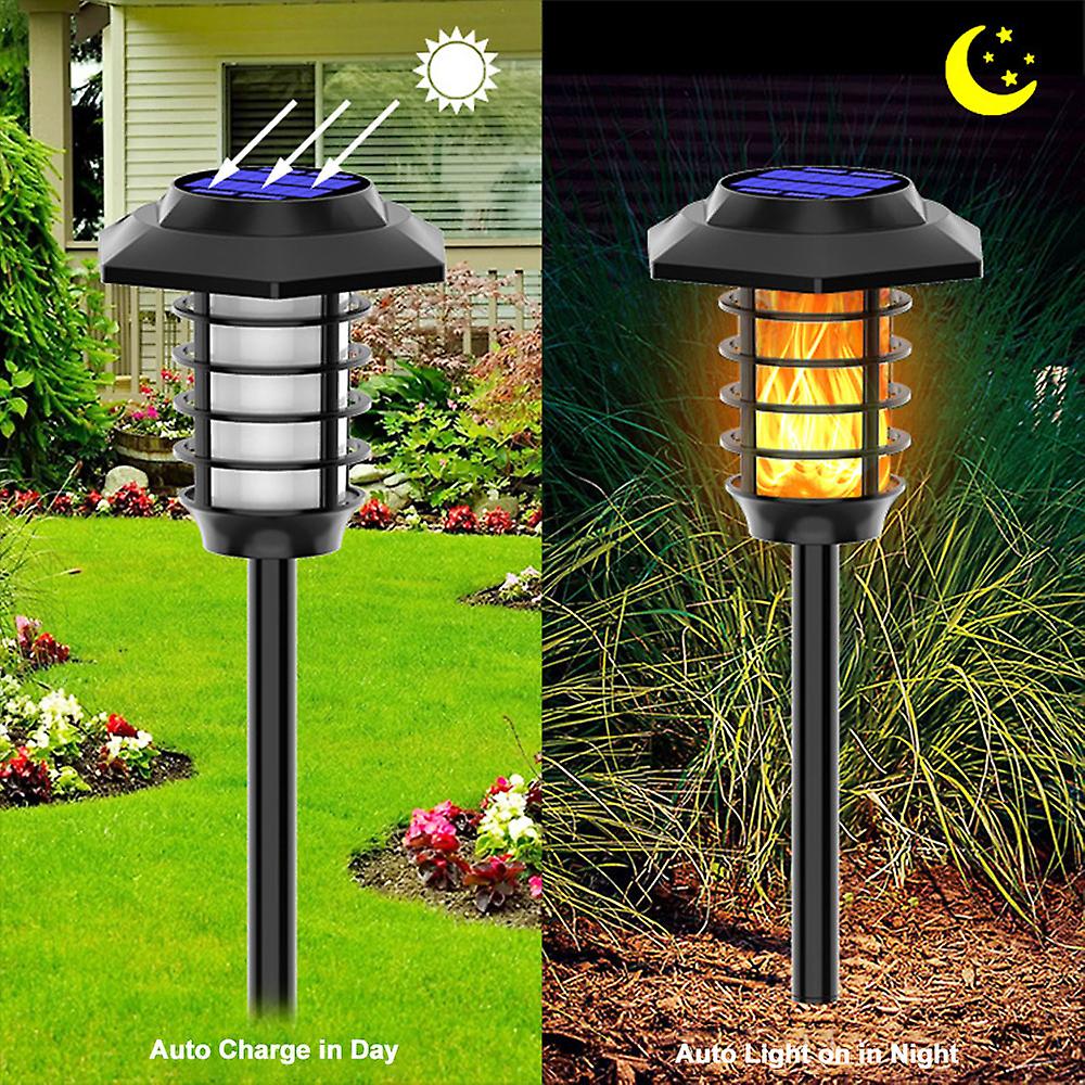 Solar Panel Flame Lamp Outdoor Landscape Lighting White Light/dynamic Flame Two Lighting Modes Adjustable Small Size 48led / Large Size 66led Black