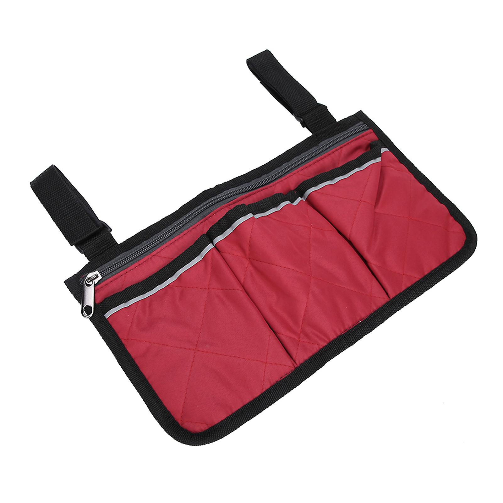 Wheelchair Bag Pouch Pockets Large Capacity Hanging Bag Storage Organizer Armrest Pouch Handy Bagred Wine