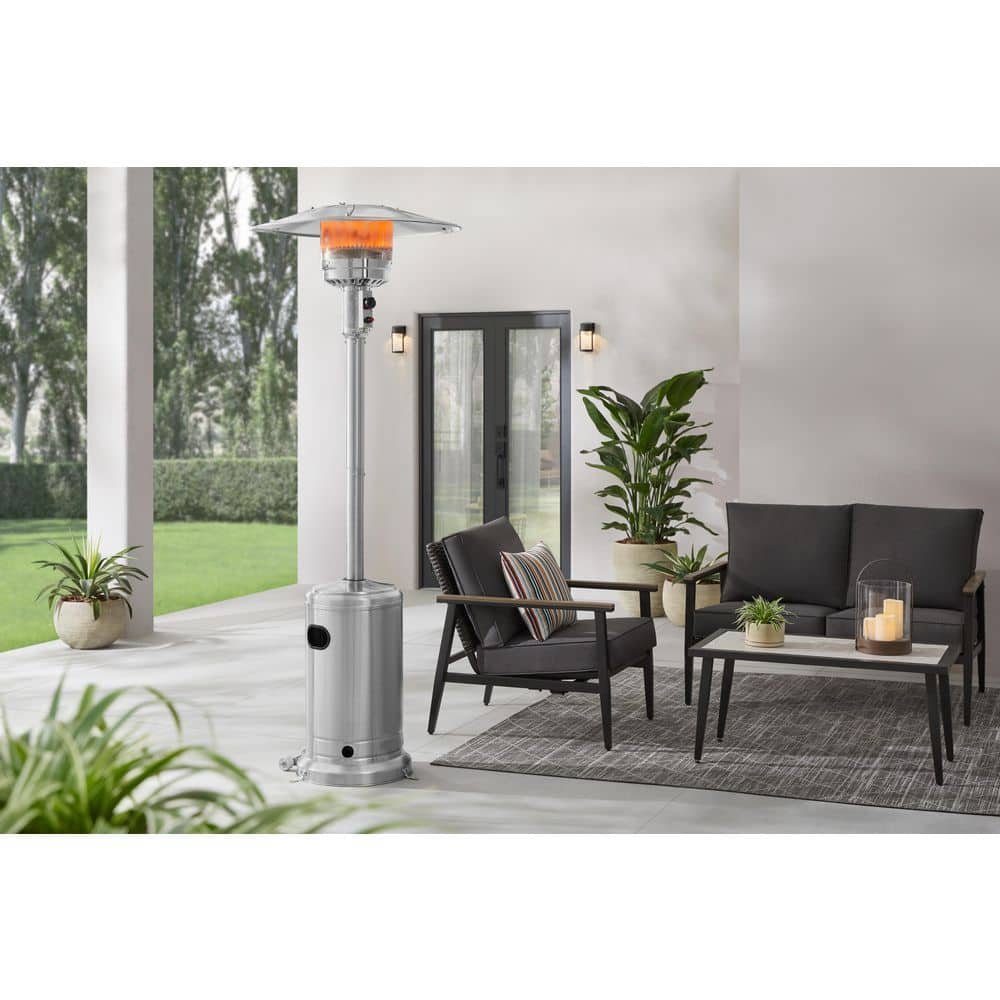 Hampton Bay 48K BTU Stainless Steel Patio Heater with Wheels NCZH-G-SS