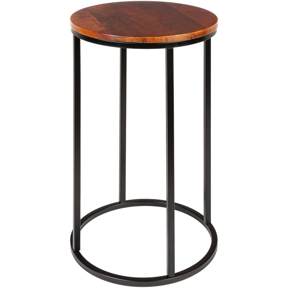 Zarna Modern Round Mixed Material Frame End Table   24\